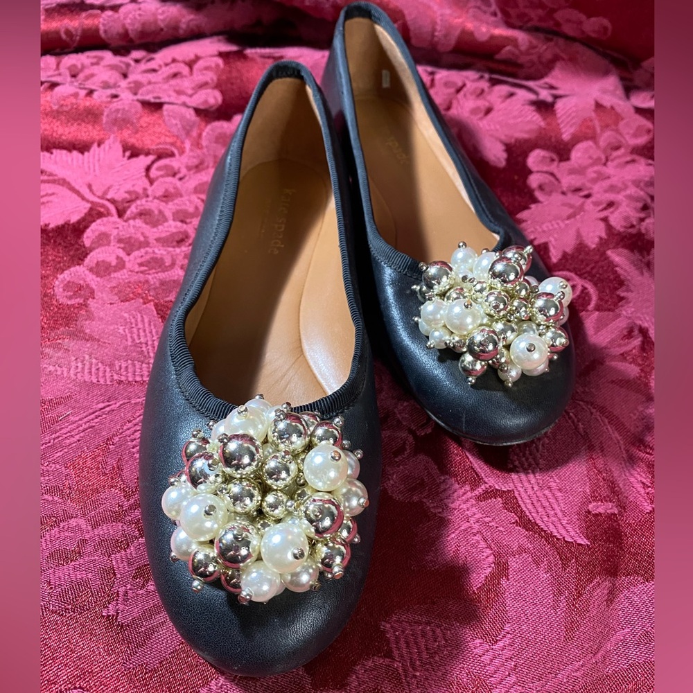 Kate Spade NY Women's Vilette Bead Embellished Ballet Flats Black. Size 5.5B - Picture 4 of 9